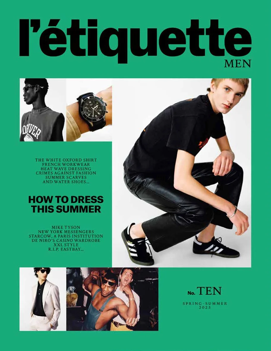  Cover of L’Étiquette Homme No. 10, photographed by Sean Thomas, featuring the issue’s menswear portraits, seasonal looks and style details. 