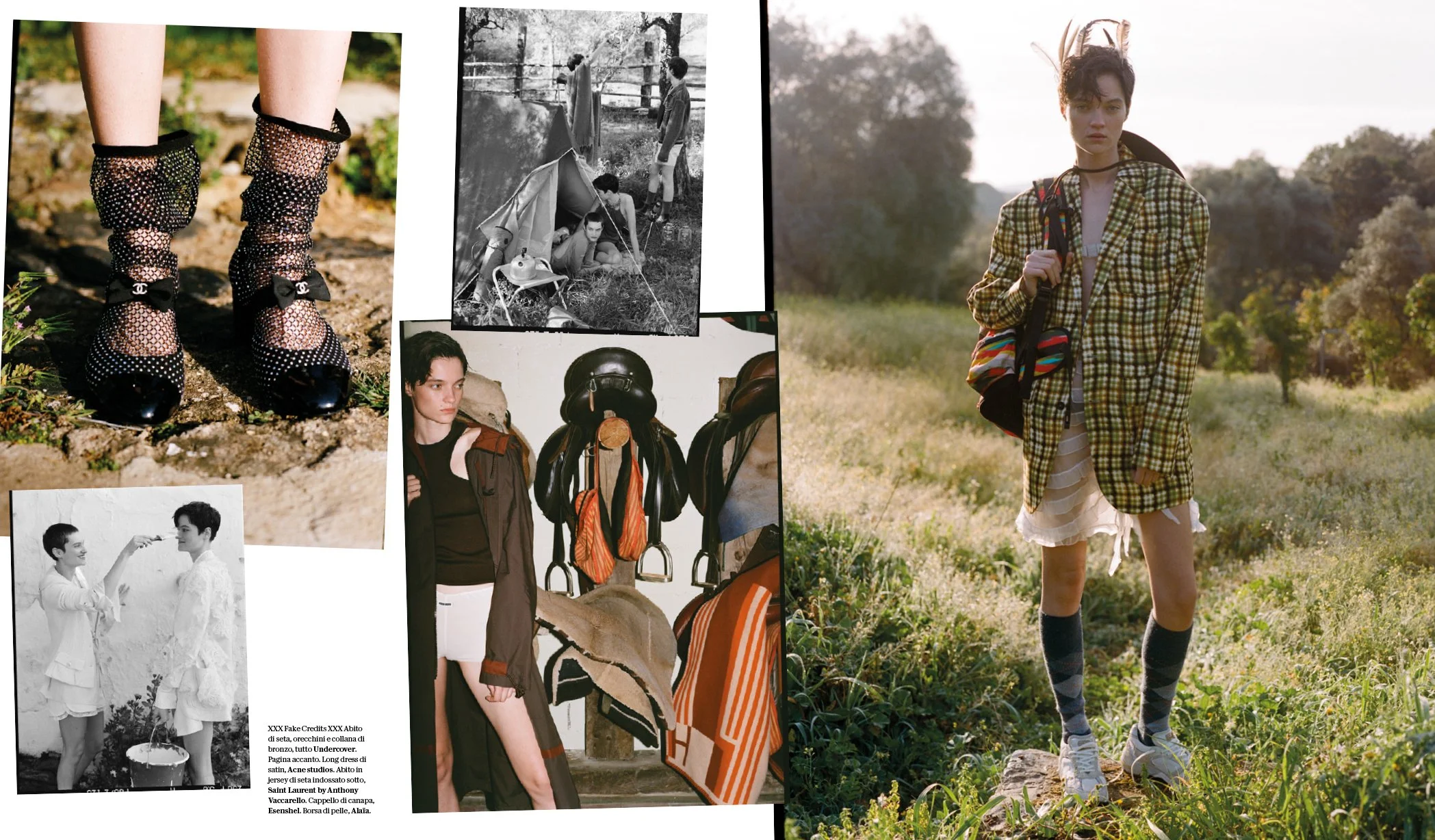  Fashion collage with Chanel shoes and a model in a checked jacket, photographed by Sean Thomas for D la Repubblica Spring/Summer 2023. 