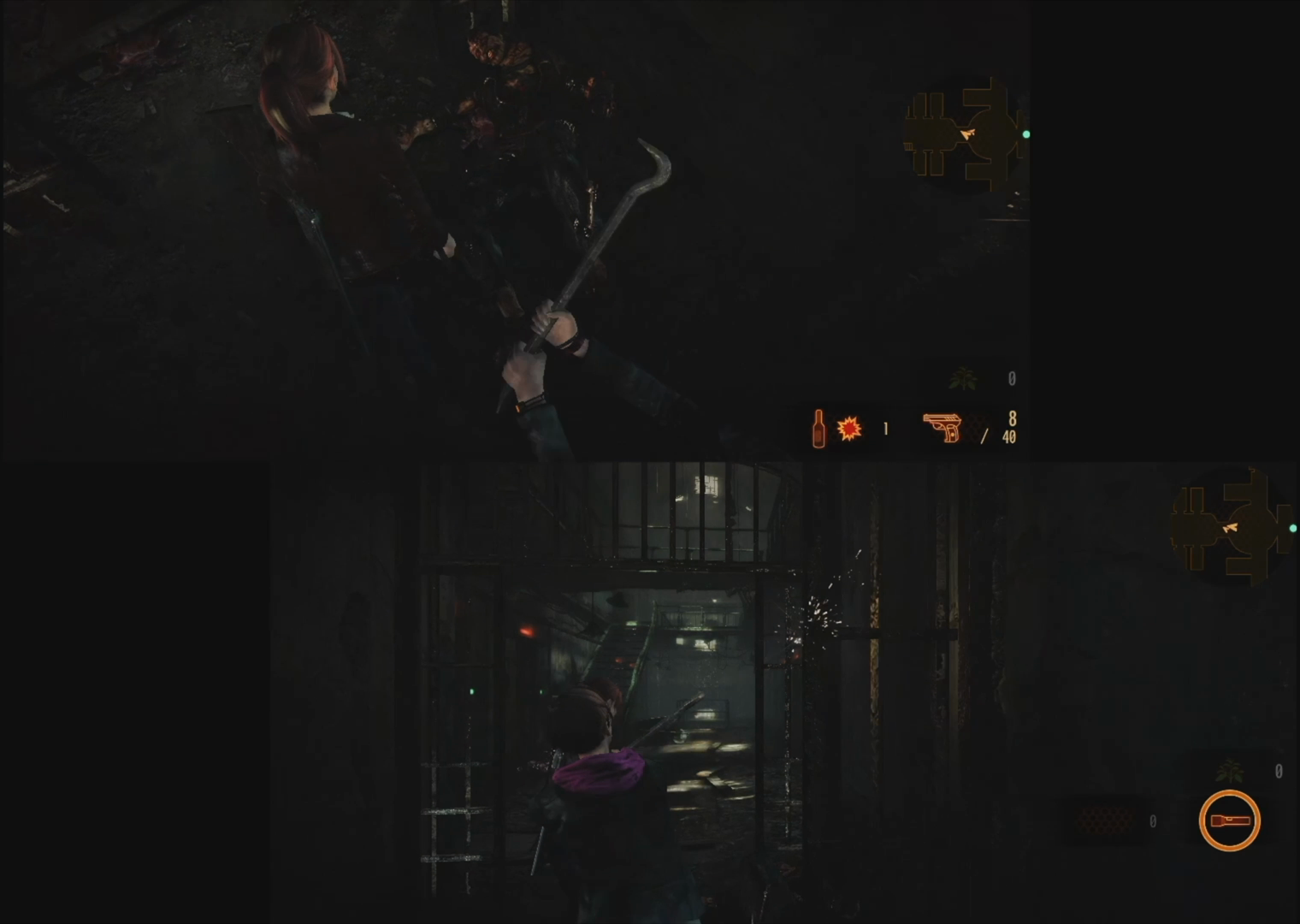 Resident Evil Revelations 2 with both split-screen player views intact