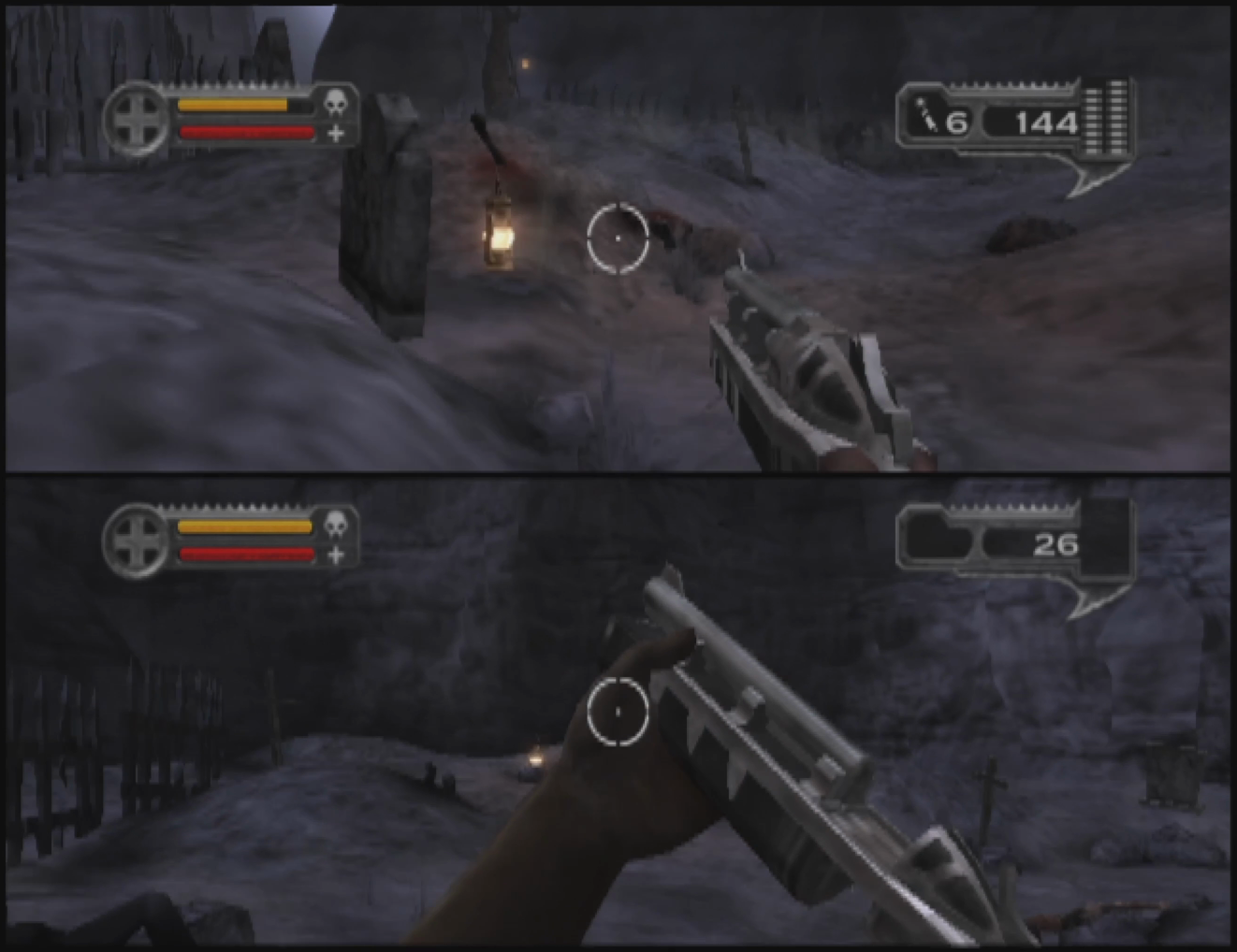 Darkwatch (PS2) split-screen gameplay