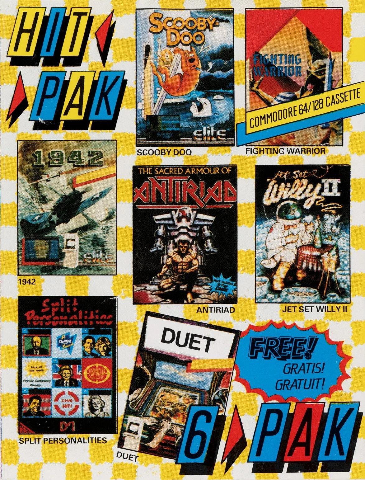 Commodore 64 Hit-Pak 6-Pak compilation cover including Duet