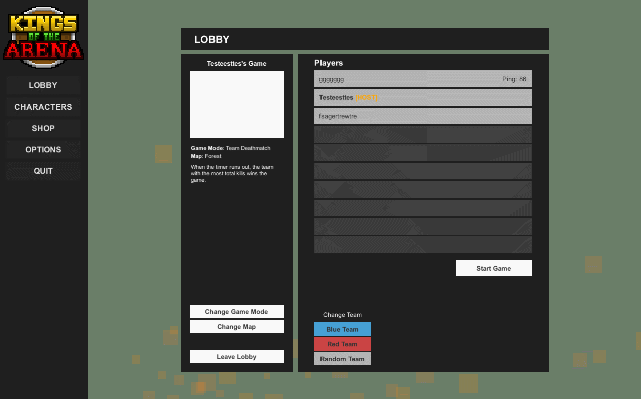 3 players being automatically assigned a team when the game is set to begin.