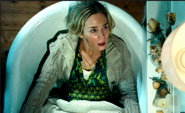 Having a baby in a bath while a noise-hunting alien creeps outside--now that's a suspenseful set-piece!!
