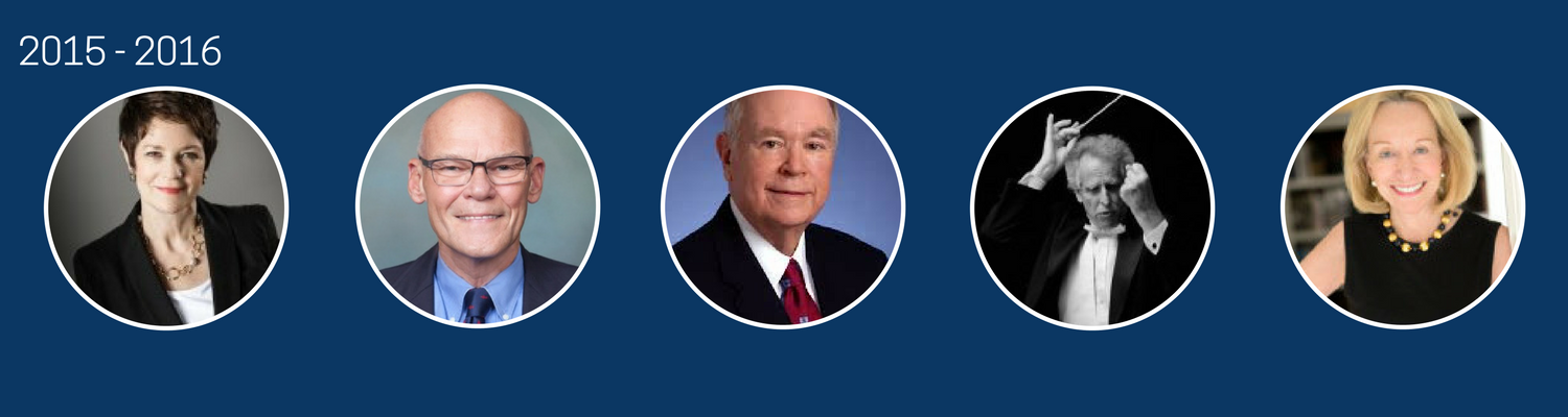 2015-2016 Sue Monk Kidd, James Carville, David L. Boren, Benjamin Zander, Doris Kearns Goodwin