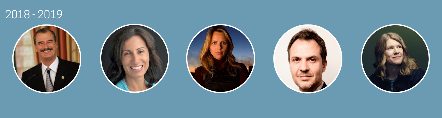 2018 - 2019 Vicente Fox, Lisa Genova, Lara Logan, Platon, Sarah Parcak