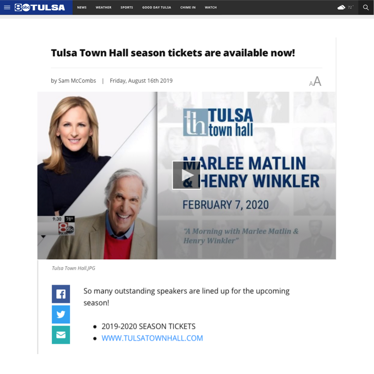 TTH In the News — Tulsa Town Hall