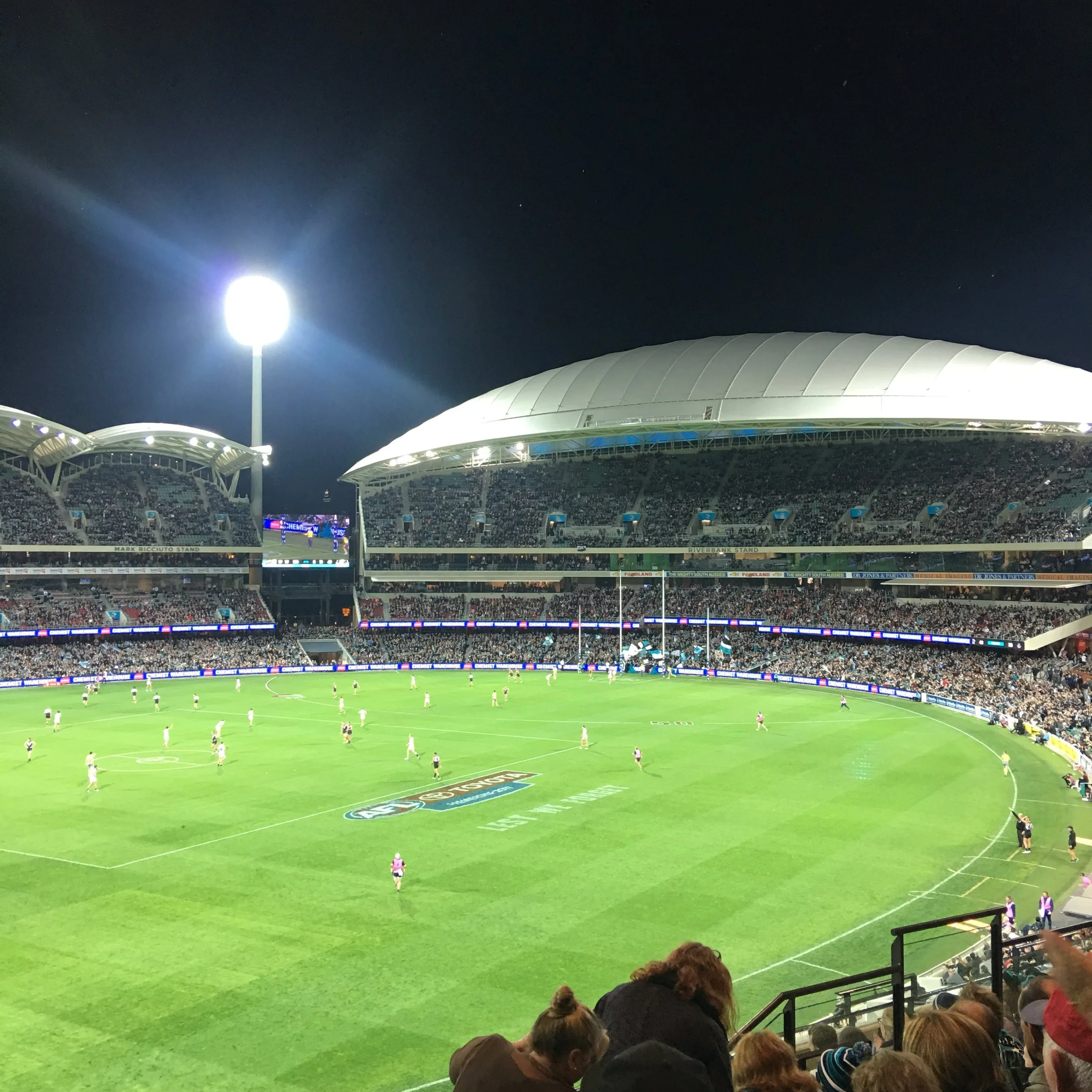 Australian rules football. Port Adelaide vs. Carlton (we won!!) @ Adelaide Oval, SA, Aus.