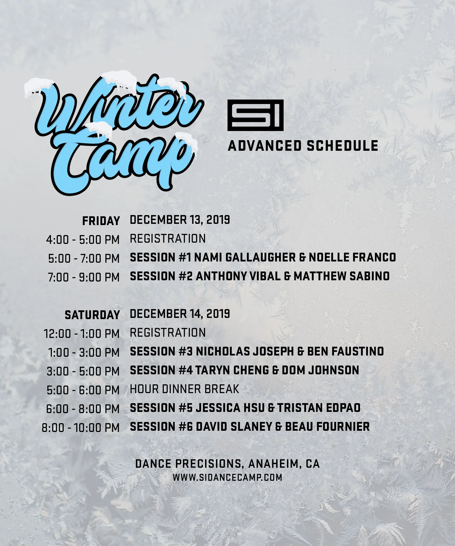 Schedule Si Dance Camp