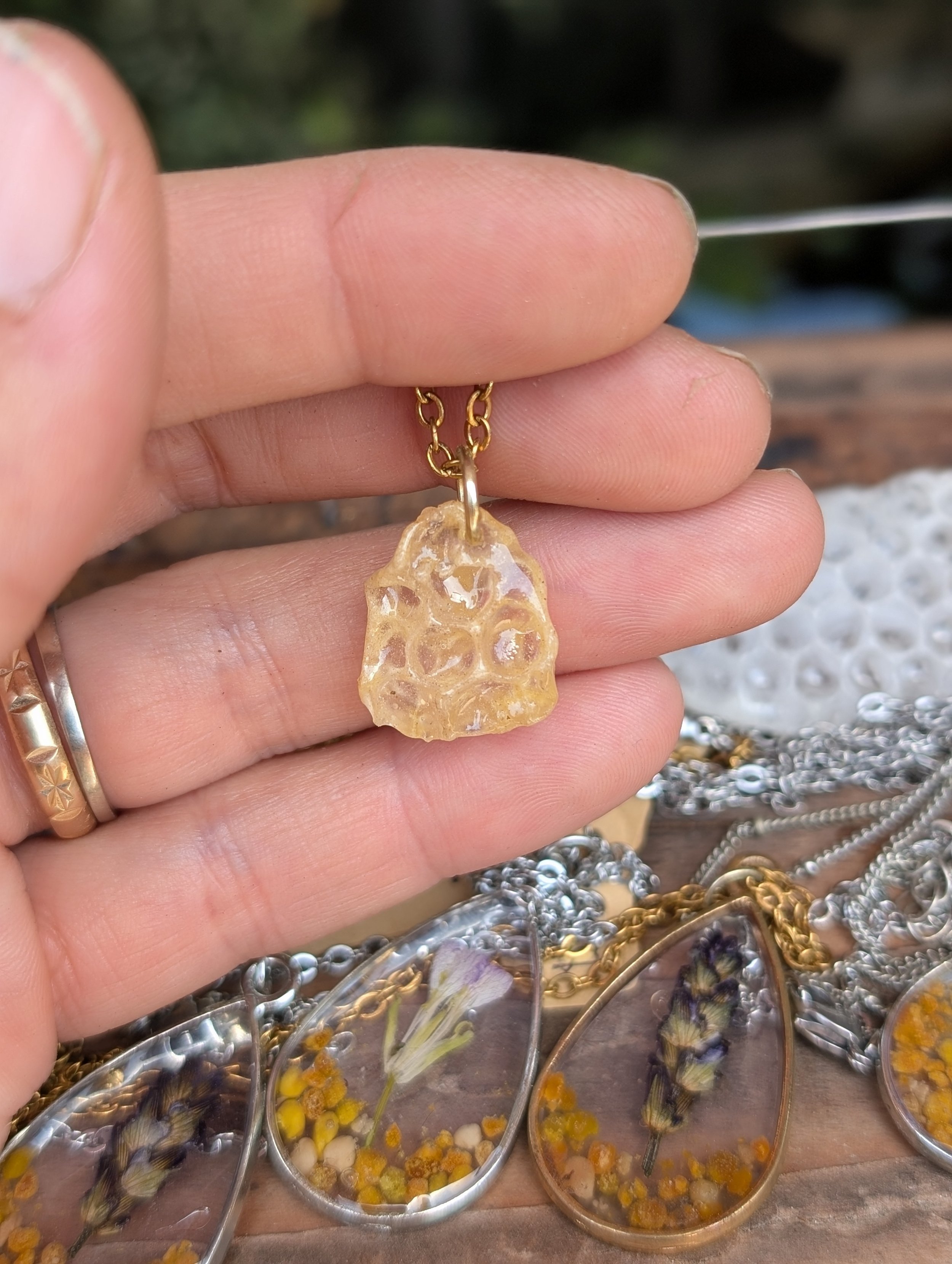 Gold Tiny Honeycomb Necklace