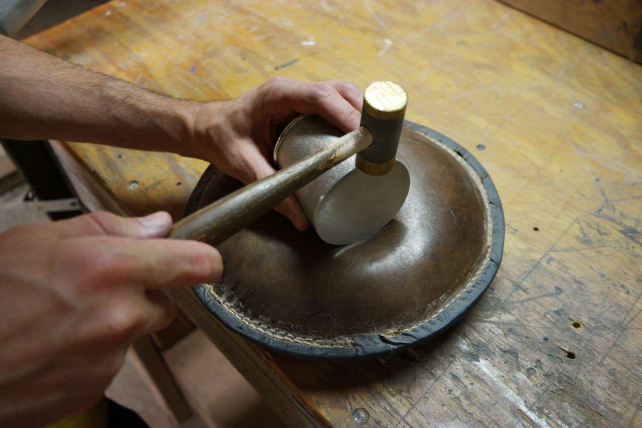  The texture is blended onto the edge of the bottom disk with the brass mallet. 