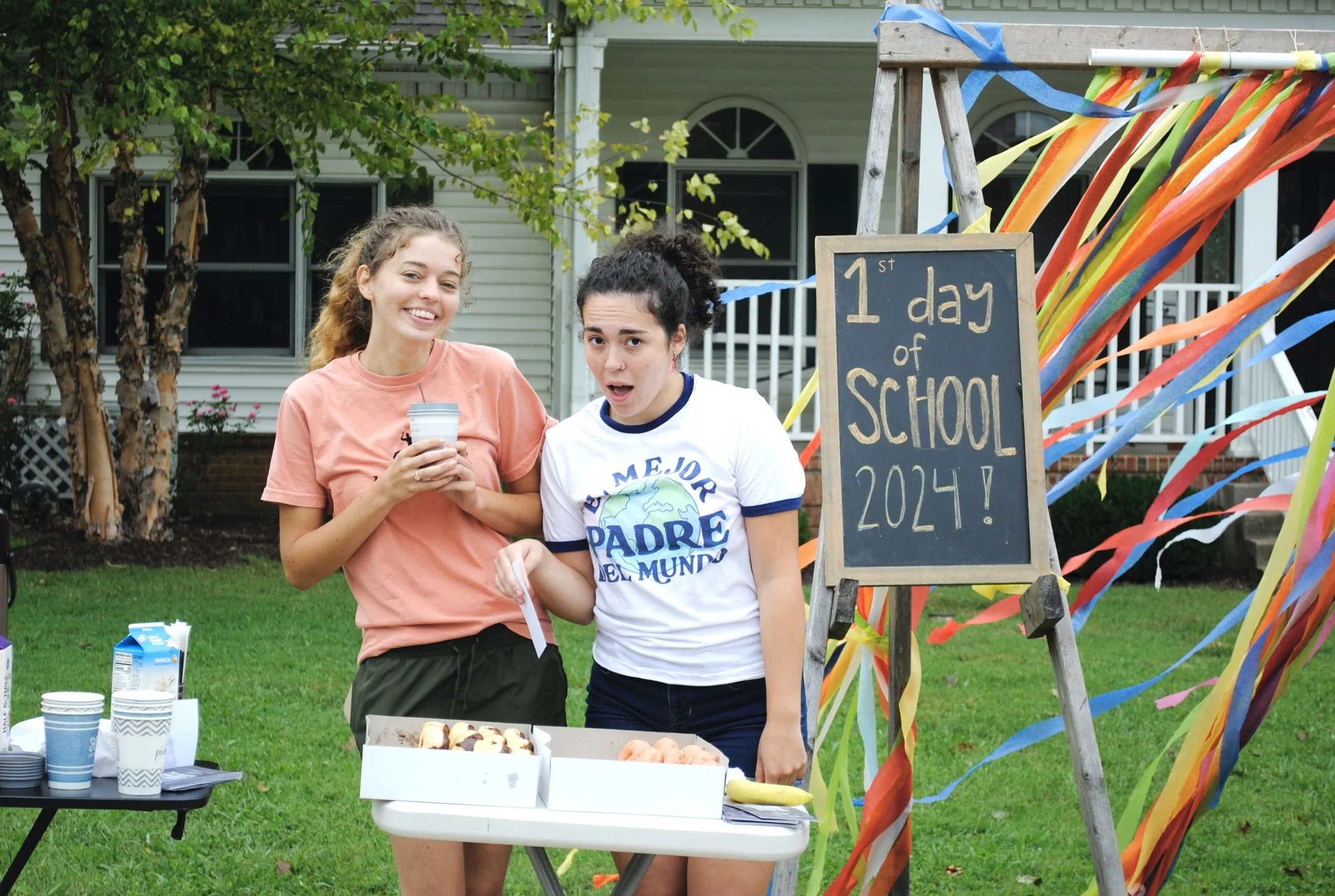 Handing Out Coffee And Donuts on Campus