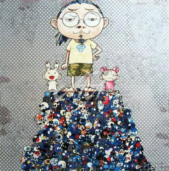 Takashi Murakami - Kaikai, Kiki, and Me, on the blue mound of the dead watermark.jpg