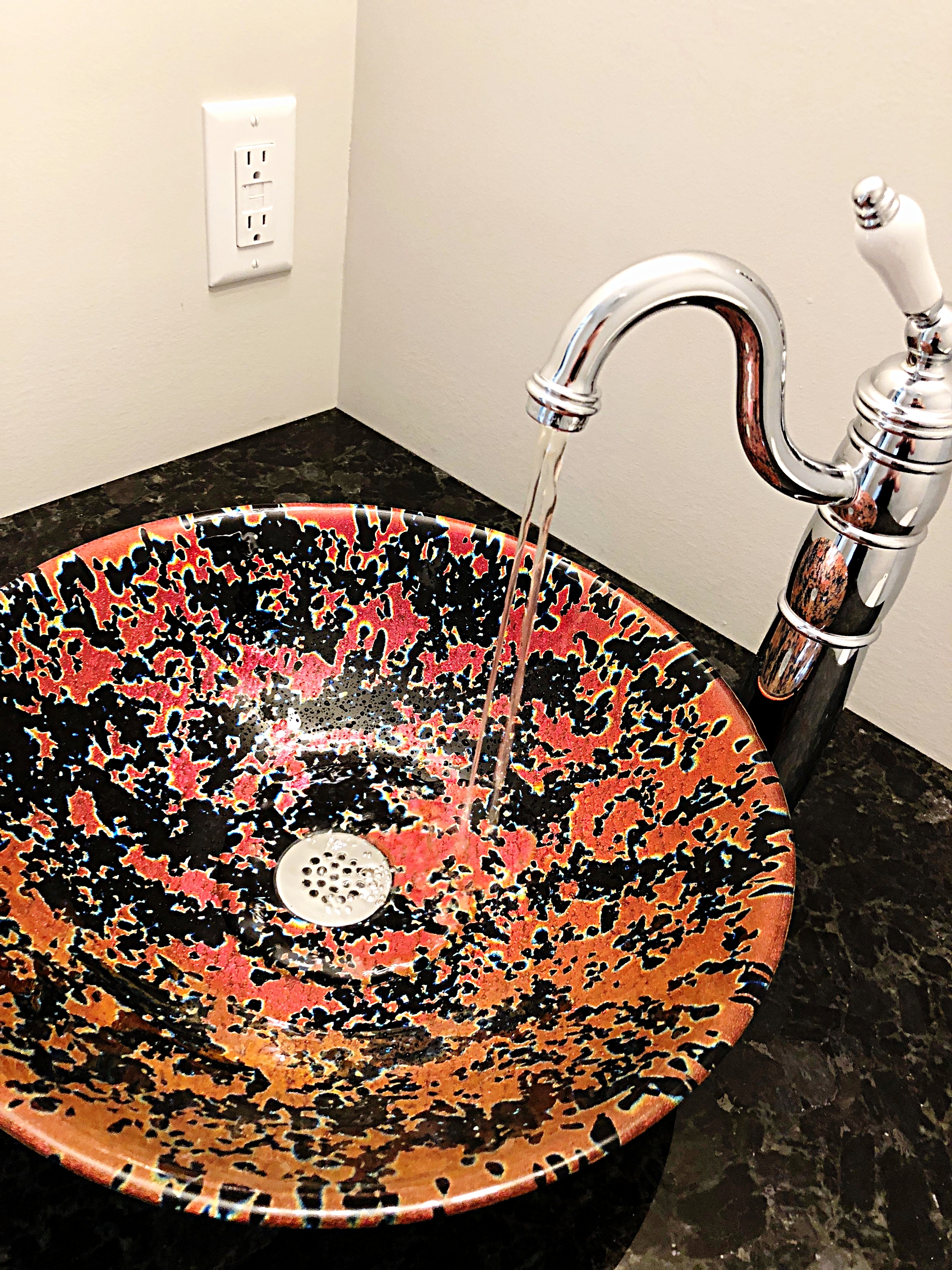 Red Splatter Dichroic Sink