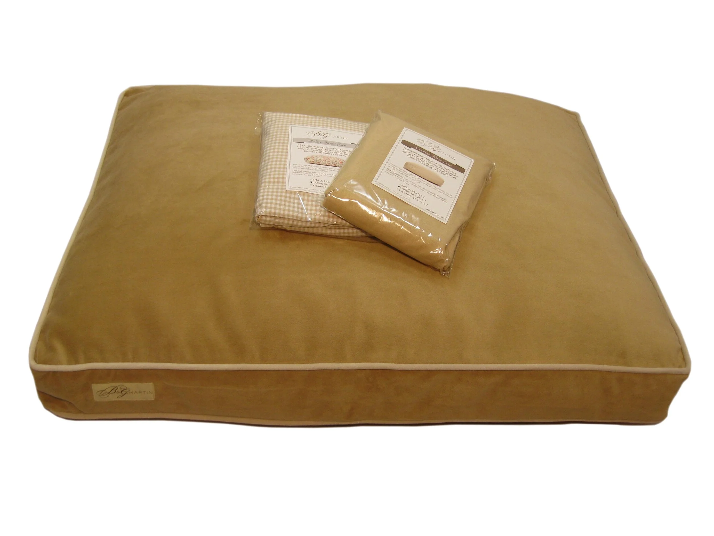 1 Microsuede Honey Dog Bed Cushion + 2 Fitted Linens — B & G Martin