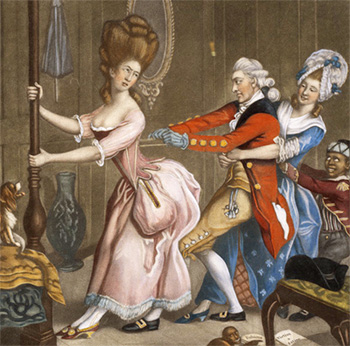 Tight Lacing, or Fashion before Ease by Bowles & Carver ca.1770–1775. The Colonial Williamsburg Foundation .