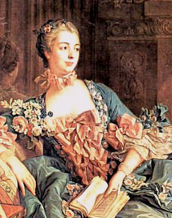 4. Detail from Boucher’s painting of Mme de Pompadour—inspiration for Antonia’s jumps fastened with pink ribbons. Art Renewal Centre