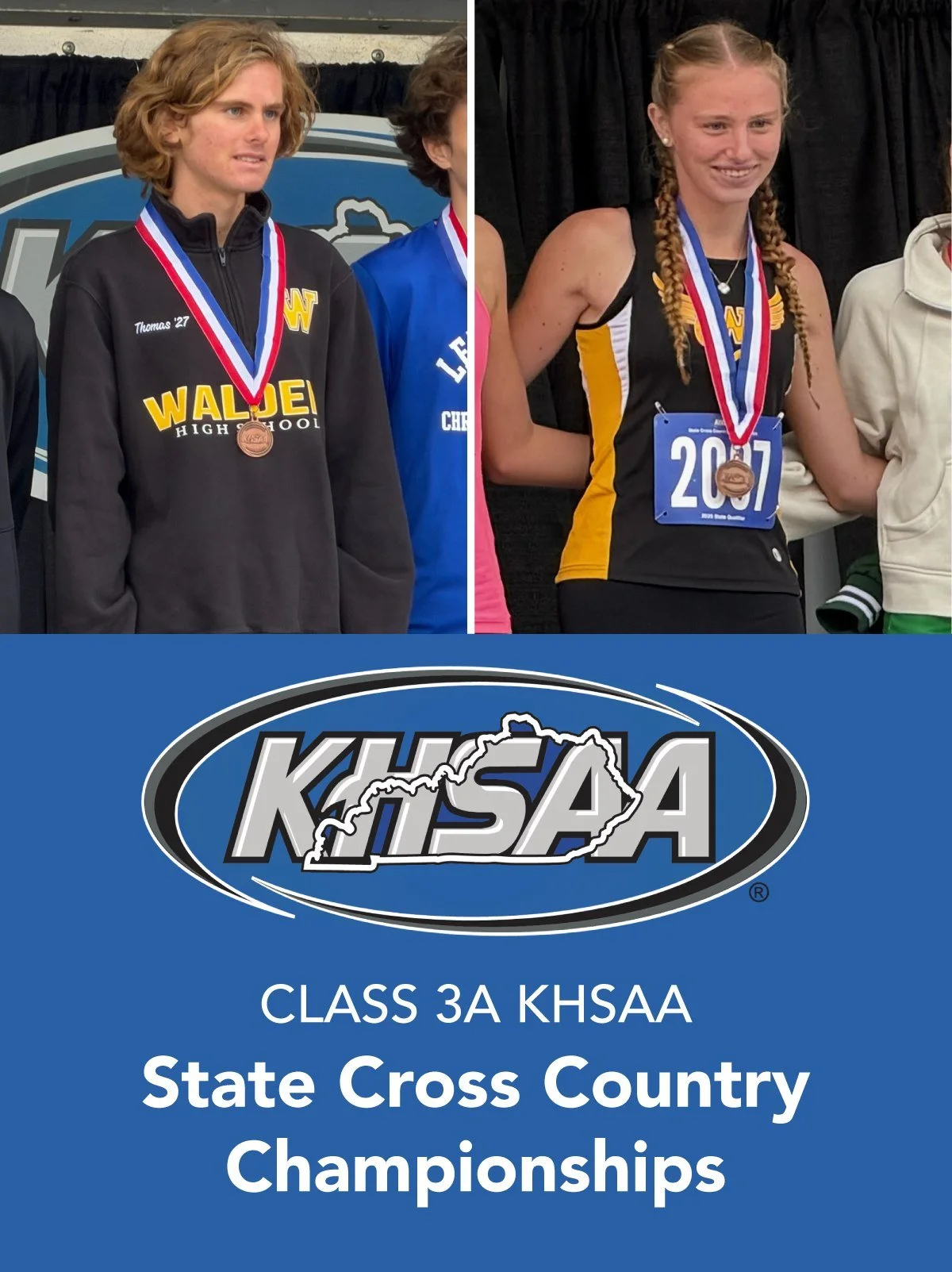 Congratulations to Elizabeth and Thomas Mathews for both finishing 5th at the KHSAA State  Cross Country Championships! 🏃&zwj;♀️🏃&zwj;♂️ Competing against runners from across the state &mdash; and bringing home medals! Way to represent, Walden! 💪?