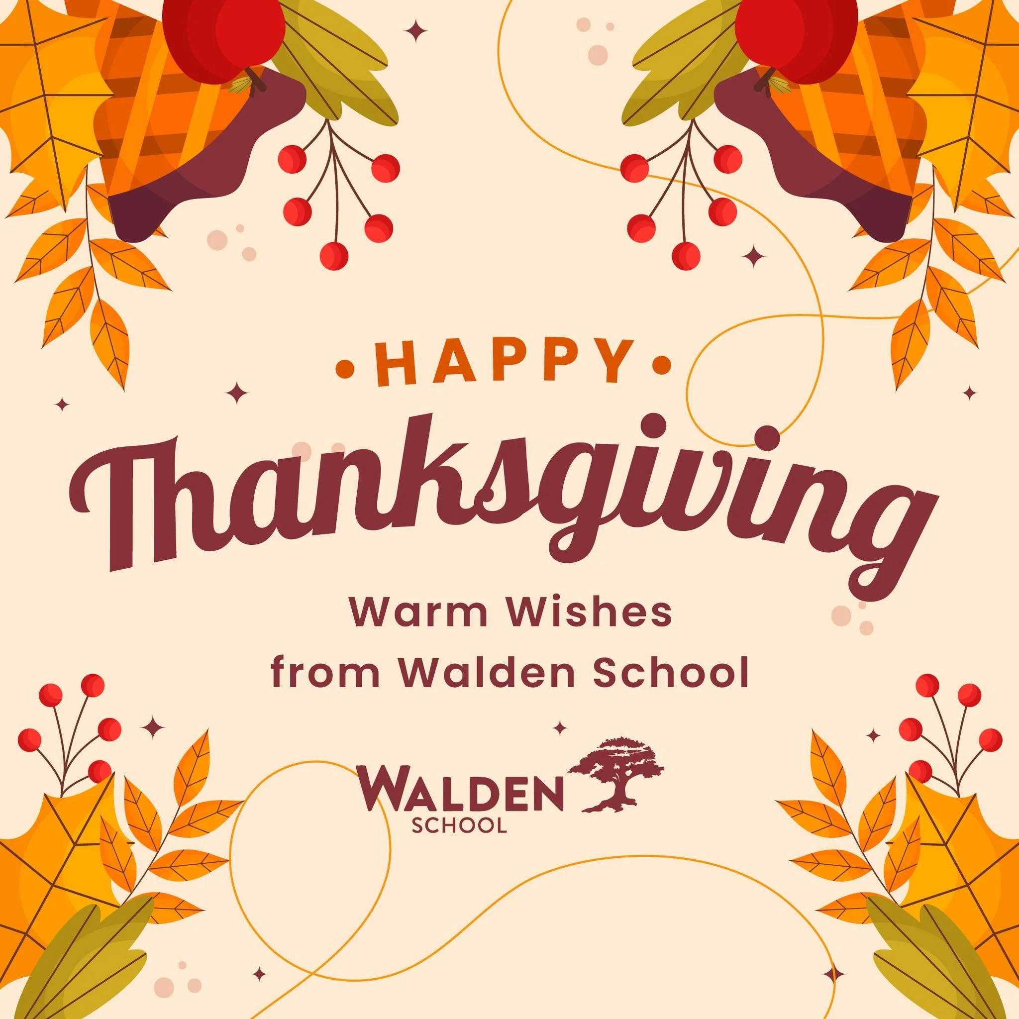 🦃🍁 Happy Thanksgiving from Walden School! 🍁🦃

Today, we&rsquo;re especially grateful for our incredible community&mdash;students, families, faculty, alumni, and friends&mdash;who make Walden such a vibrant and joyful place to learn and grow.

May
