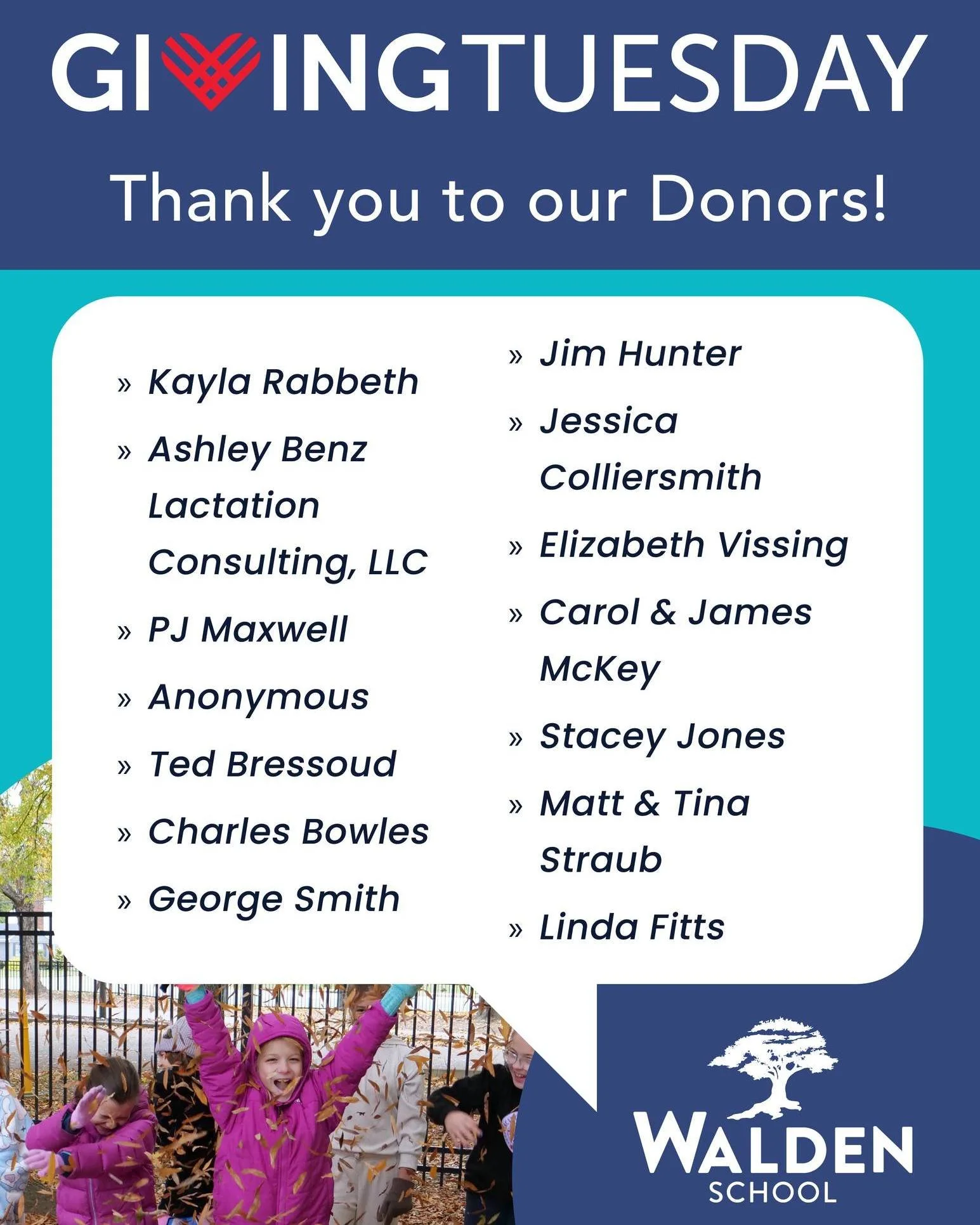 💙 Thank you to our newest GivingTuesday donors! We&rsquo;re so grateful for your support! 🙌

⏰ Only 6 hours left to give!
Join the global movement of generosity and help support the hands-on learning, creativity, and opportunities that make Walden 