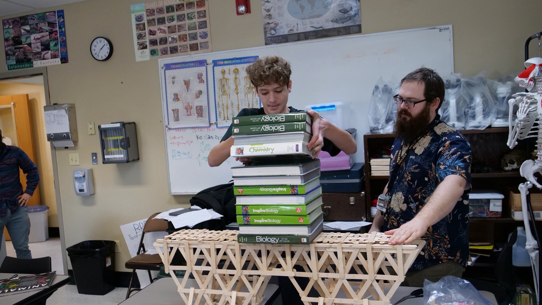 Our High School engineering students put their popsicle-stick bridges to the ultimate test&mdash;supporting 50 pounds of textbooks! From evenly distributed loads to all the weight stacked in one spot, these designs held strong and showed off some ser