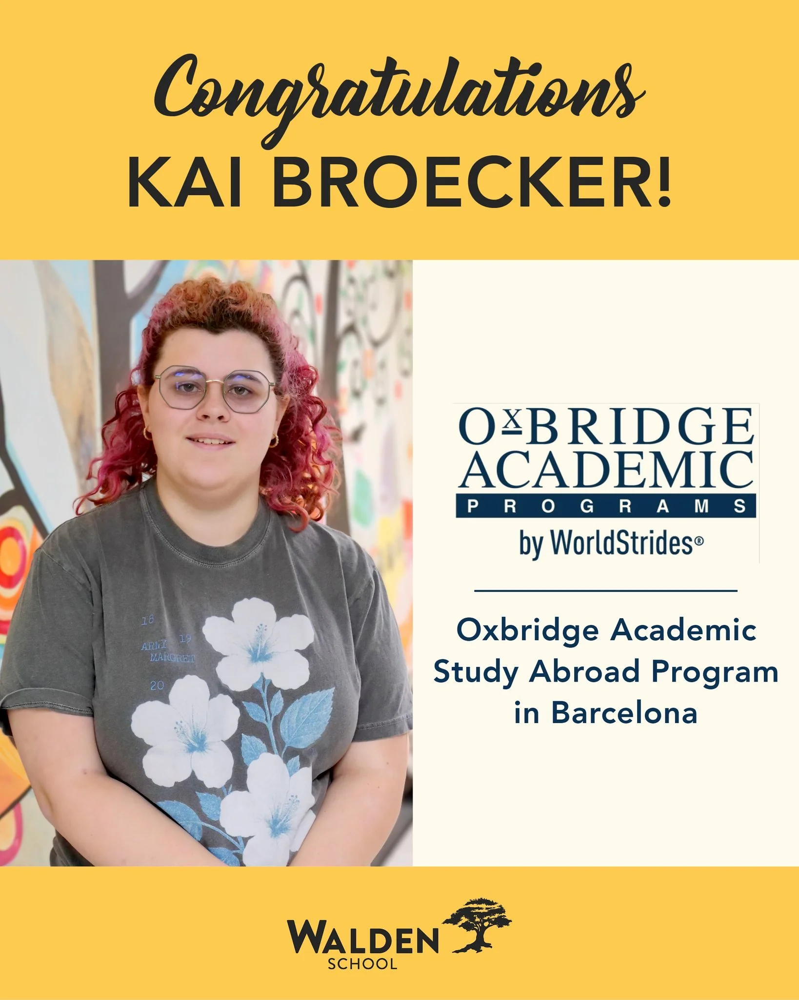 Congratulations to 11th Grader Kai Broecker on being accepted into the Oxbridge Academic Study Abroad Program in Barcelona, Spain.

This  competitive program offers students the chance to engage in rigorous academic inquiry in a global setting. This 