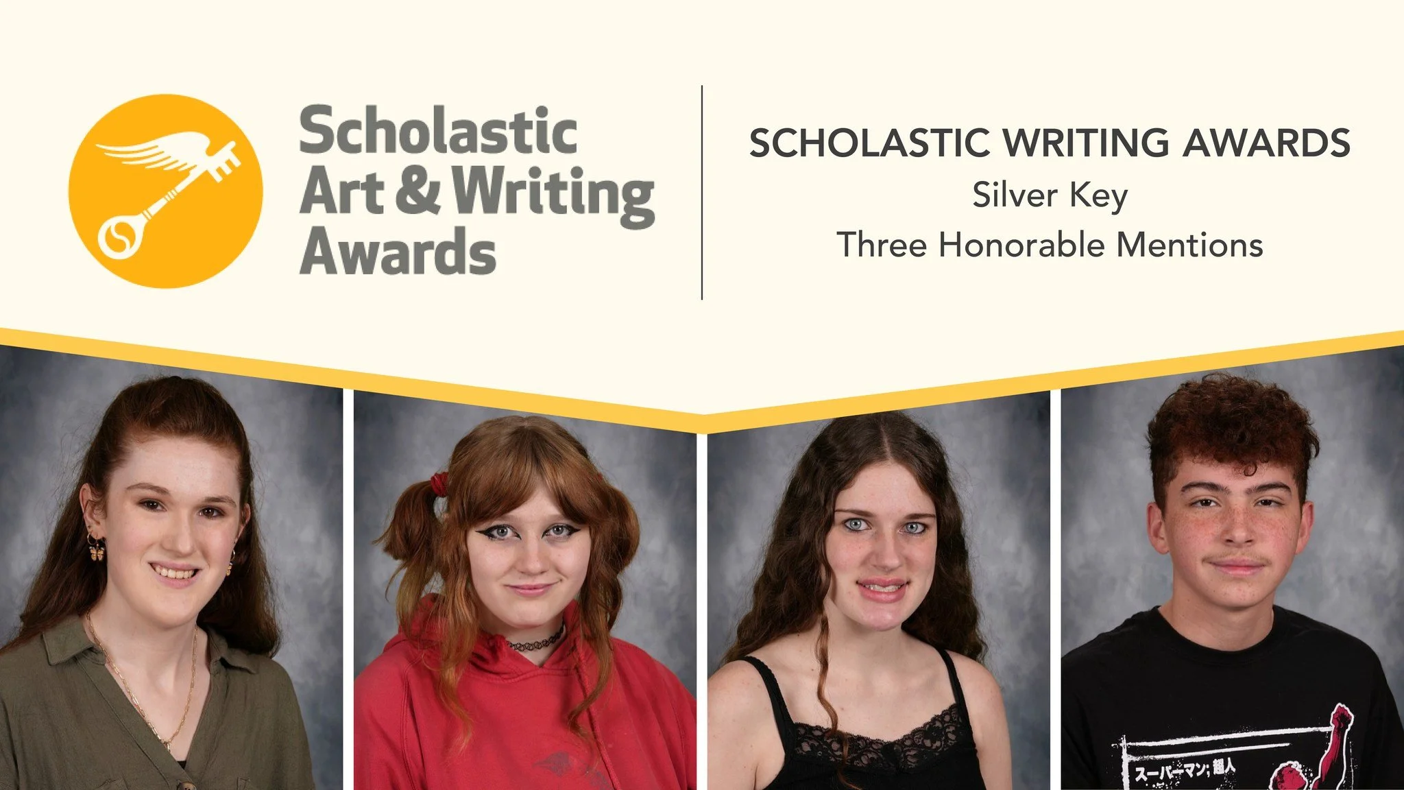 We are thrilled to celebrate the outstanding achievements of our student writers in this year&rsquo;s Scholastic Art &amp; Writing Awards! ✍️

Maison S. &mdash; Poetry, &ldquo;Drowning in Silence&rdquo; (Silver Key 🥈)
Gin G. &mdash; Poetry, &ldquo;T