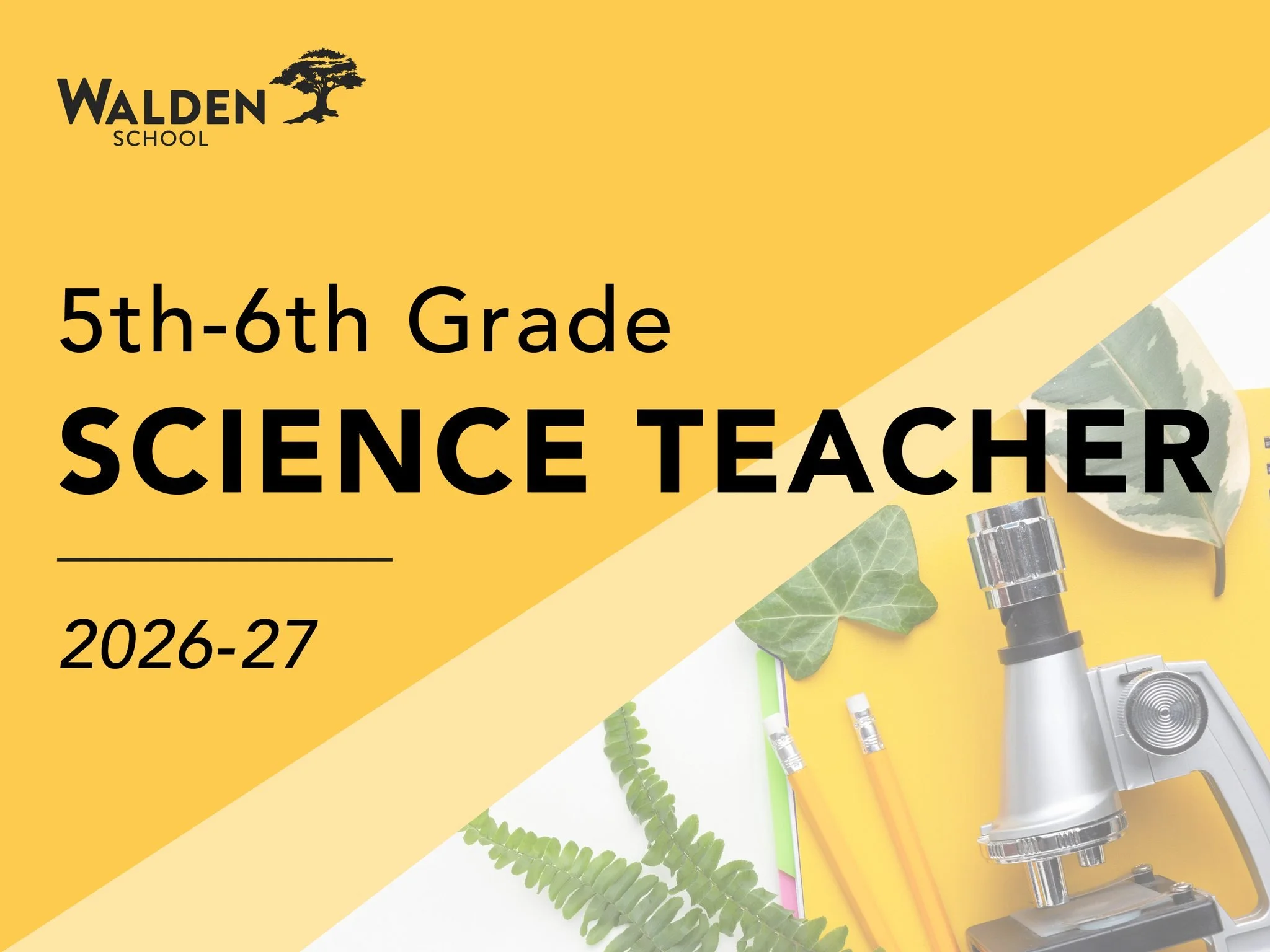 Walden School is hiring a Middle School Science Teacher (Grades 5&ndash;6) for 2026&ndash;2027! 🔬

We&rsquo;re seeking an experienced educator passionate about hands-on, inquiry-based learning, and inspiring a love of science. Apply today! walden-sc