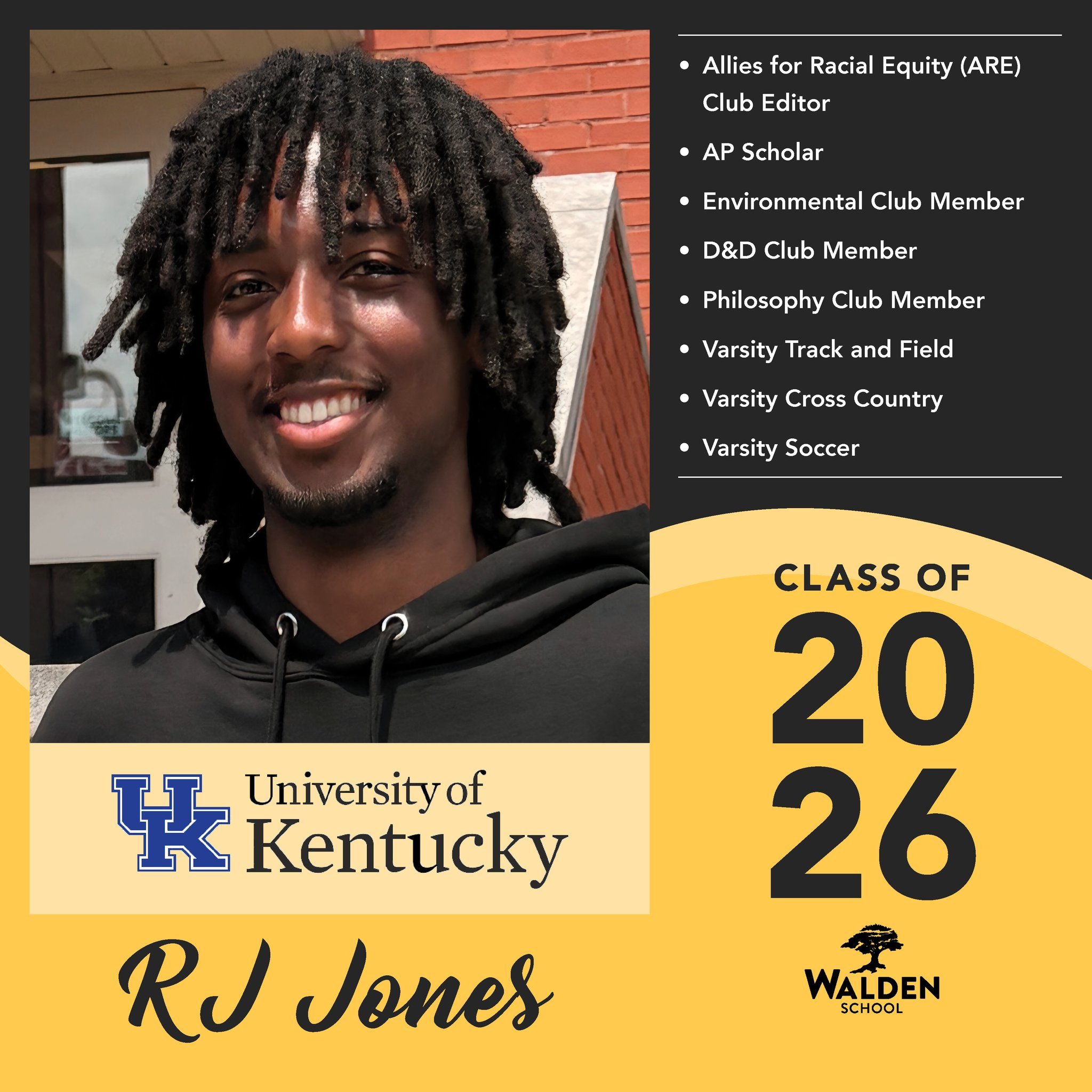 🎓 Our Senior Spotlight today is RJ Jones! He has made a meaningful impact at Walden through his commitment to community, academics, and exploration across a wide range of interests.

RJ has been an active leader and contributor as a member of the Al