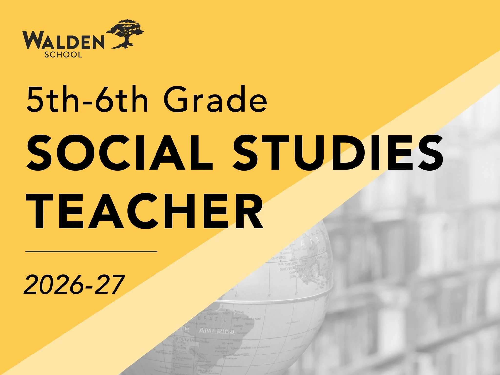 Walden School is hiring a 5th&ndash;6th Grade Social Studies Teacher for the 2026&ndash;27 school year! 
➡️ Learn more &amp; apply: https://bit.ly/WaldenMSSocialStudies
 
We&rsquo;re looking for a passionate educator who brings history to life&mdash;