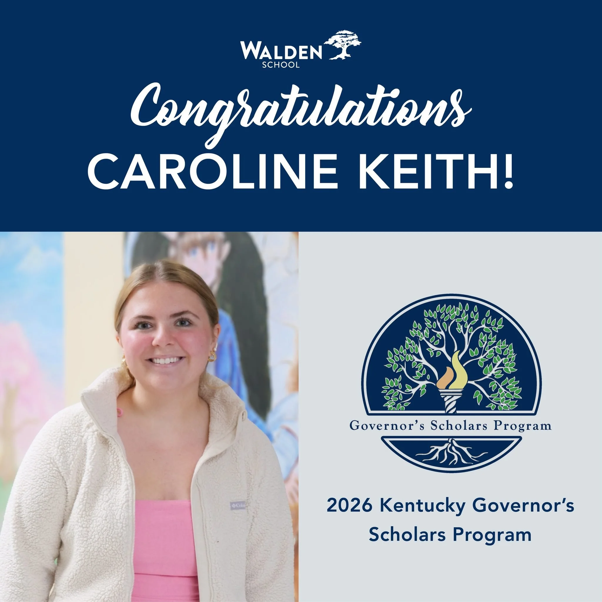 🎉 Congratulations to Walden junior Caroline Keith on being selected for the 2026 Kentucky Governor's Scholars Program&mdash;an incredible honor and a testament to her hard work and dedication to excellence!

The Governor&rsquo;s Scholars Program is 