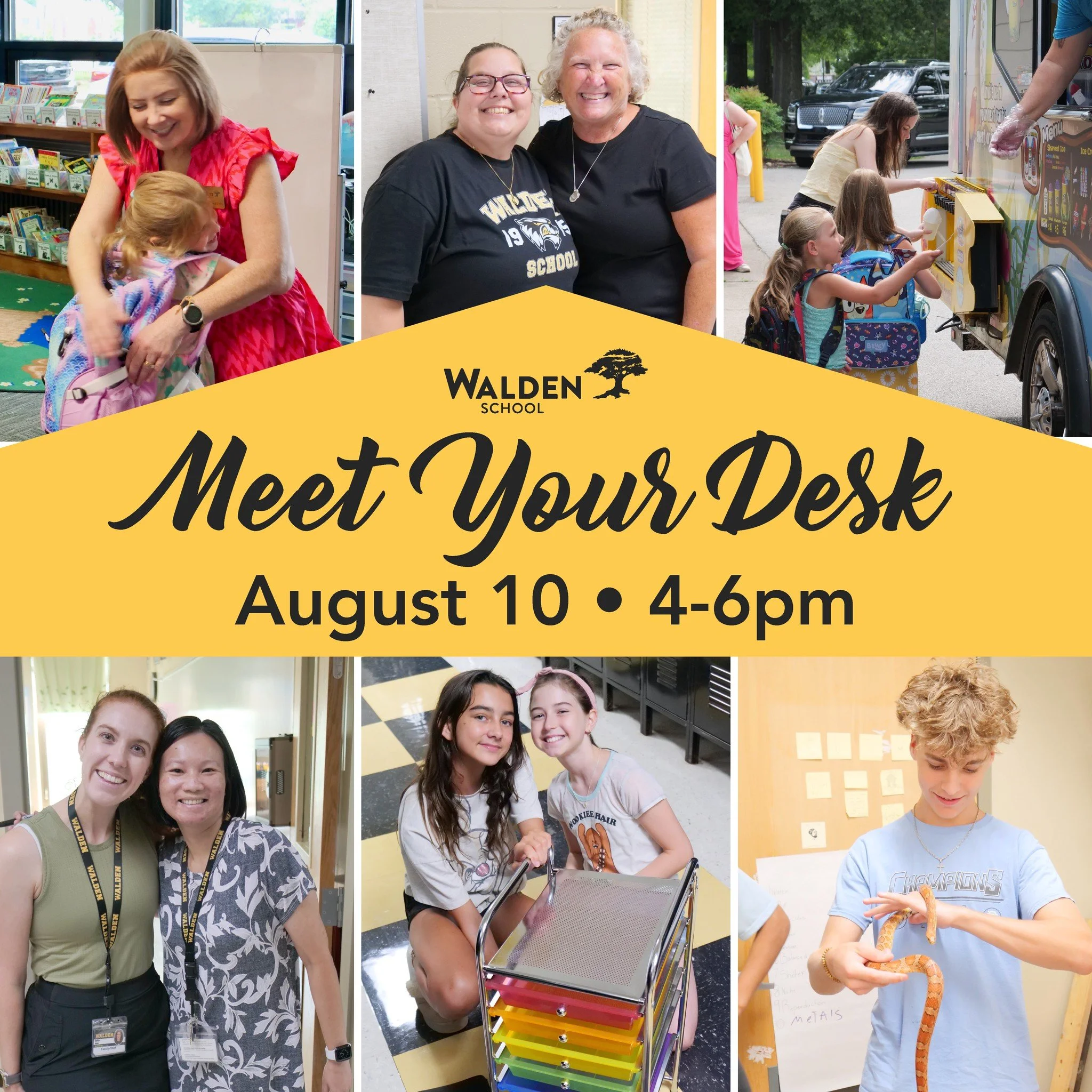 🎒✨ Ready or not... your desk has been waiting all summer! 👀

On August 10th, join us for Meet Your Desk Night as we kick off another amazing year at Walden! Enjoy an evening of fun, reconnecting with our school community, and sweet treats from Tiki