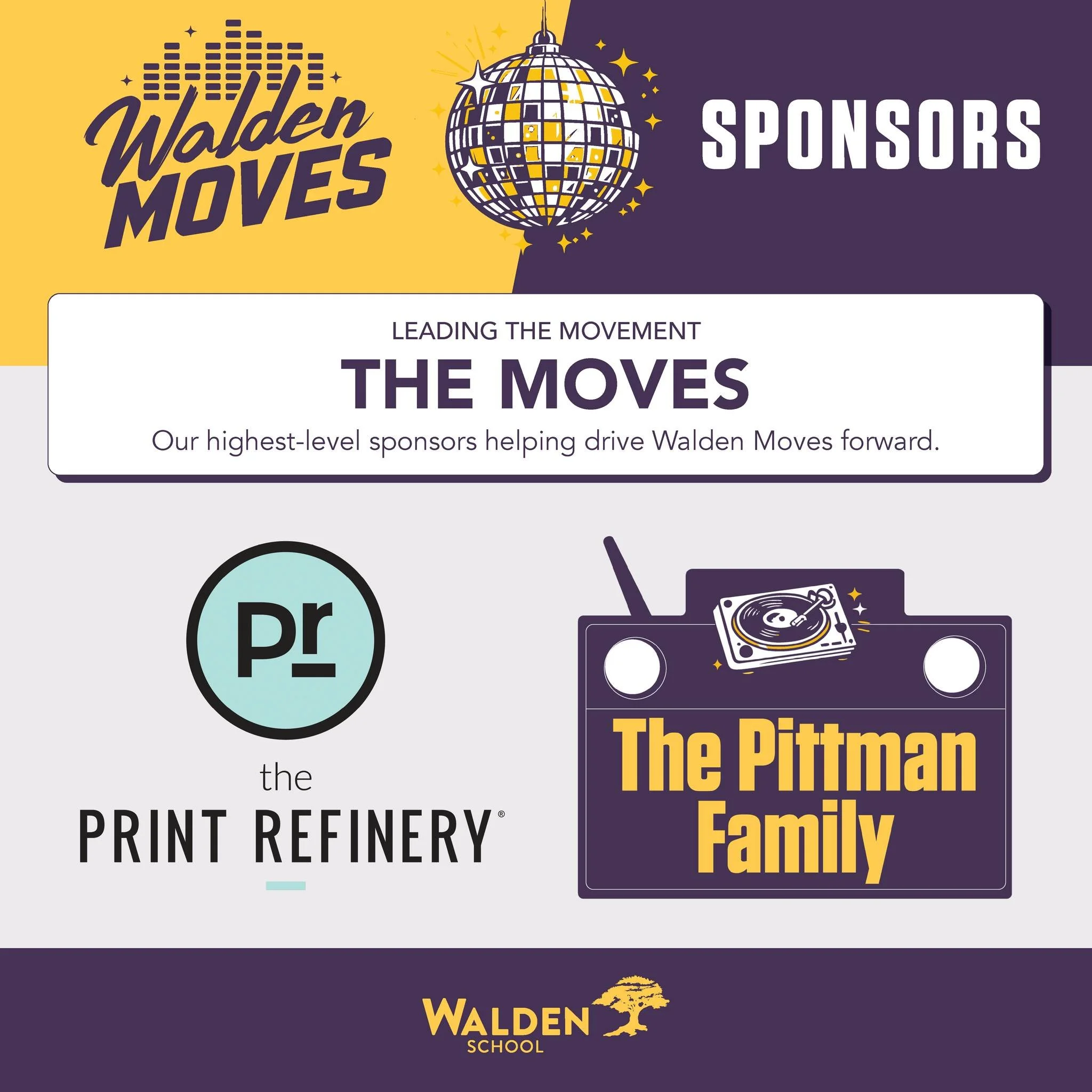 LEADING THE MOVEMENT

We&rsquo;re kicking off our Walden Moves sponsor spotlight by celebrating The Pittman Family and The Print Refinery, our highest-level sponsors helping drive Walden Moves forward!

Their generous support is helping make 24 hours