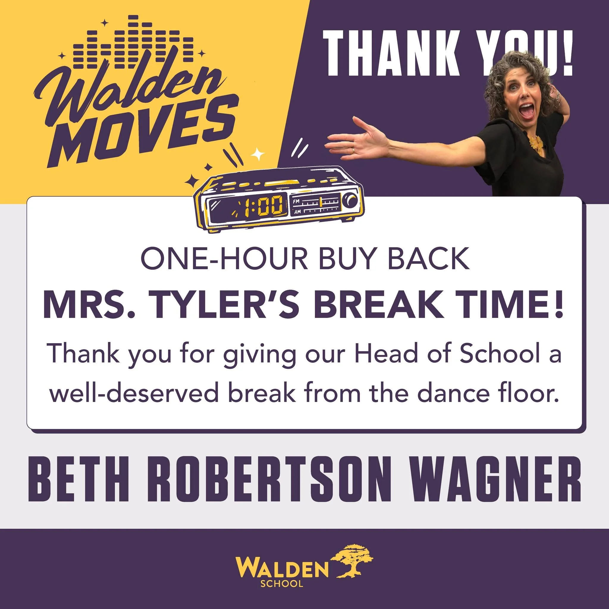 Good morning, Walden Moves! ☀️ Thank you to Beth Robertson Wagner for buying back Mrs. Tyler&rsquo;s 6:00am hour and giving her a break as we head into the final stretch. #gowalden #waldenschool #waldenmoves

Register or donate: https://secure.qgiv.c