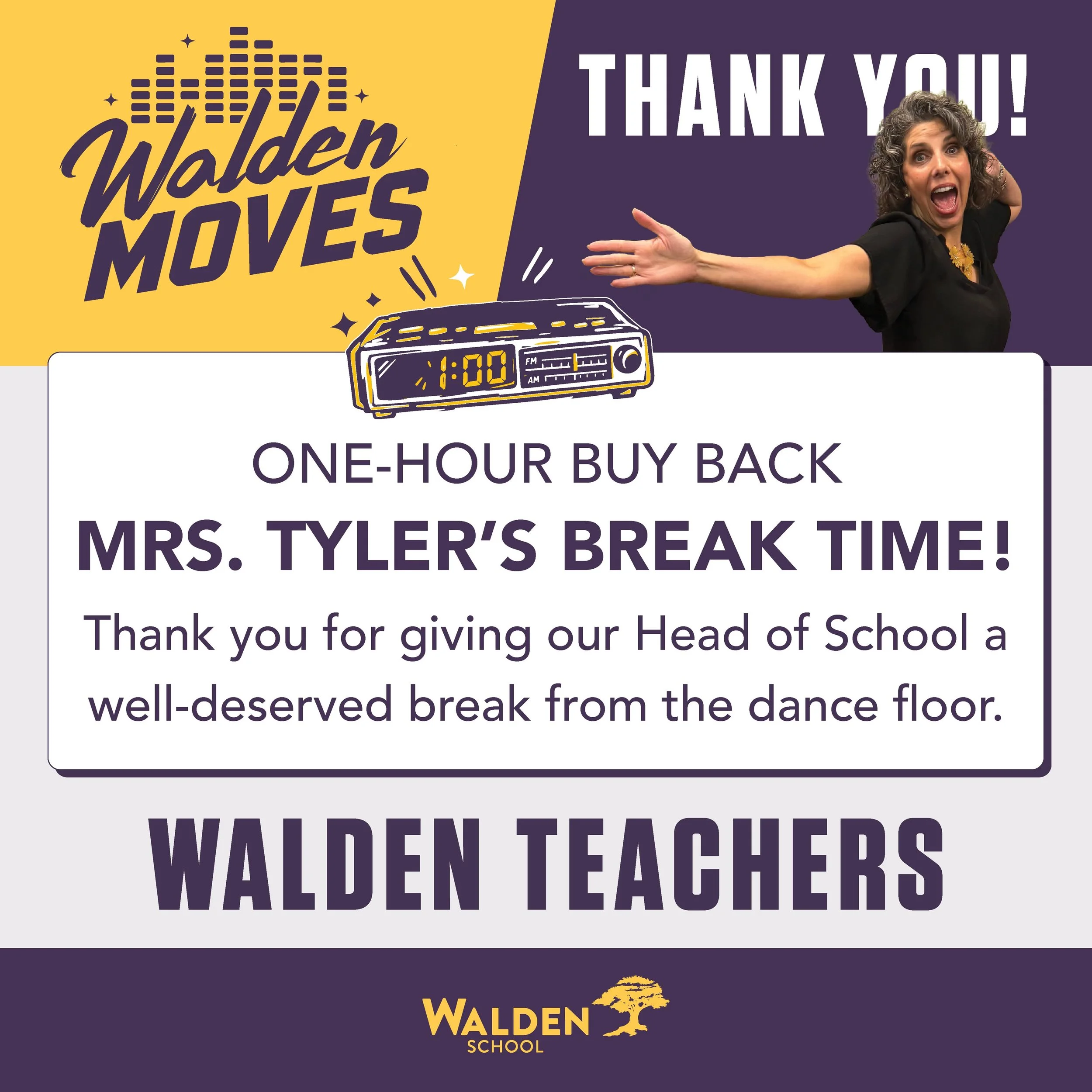 💜 The Walden teachers treated Mrs. Tyler to a well-deserved hour off the dance floor! Thanks to our amazing faculty for giving our Head of School a chance to rest those dancing feet.💃

#gowalden #waldenschool #waldenmoves

Register or donate: link 