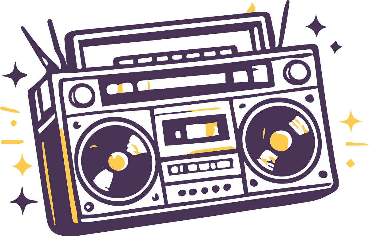 ��ɫ���� Moves boombox illustration