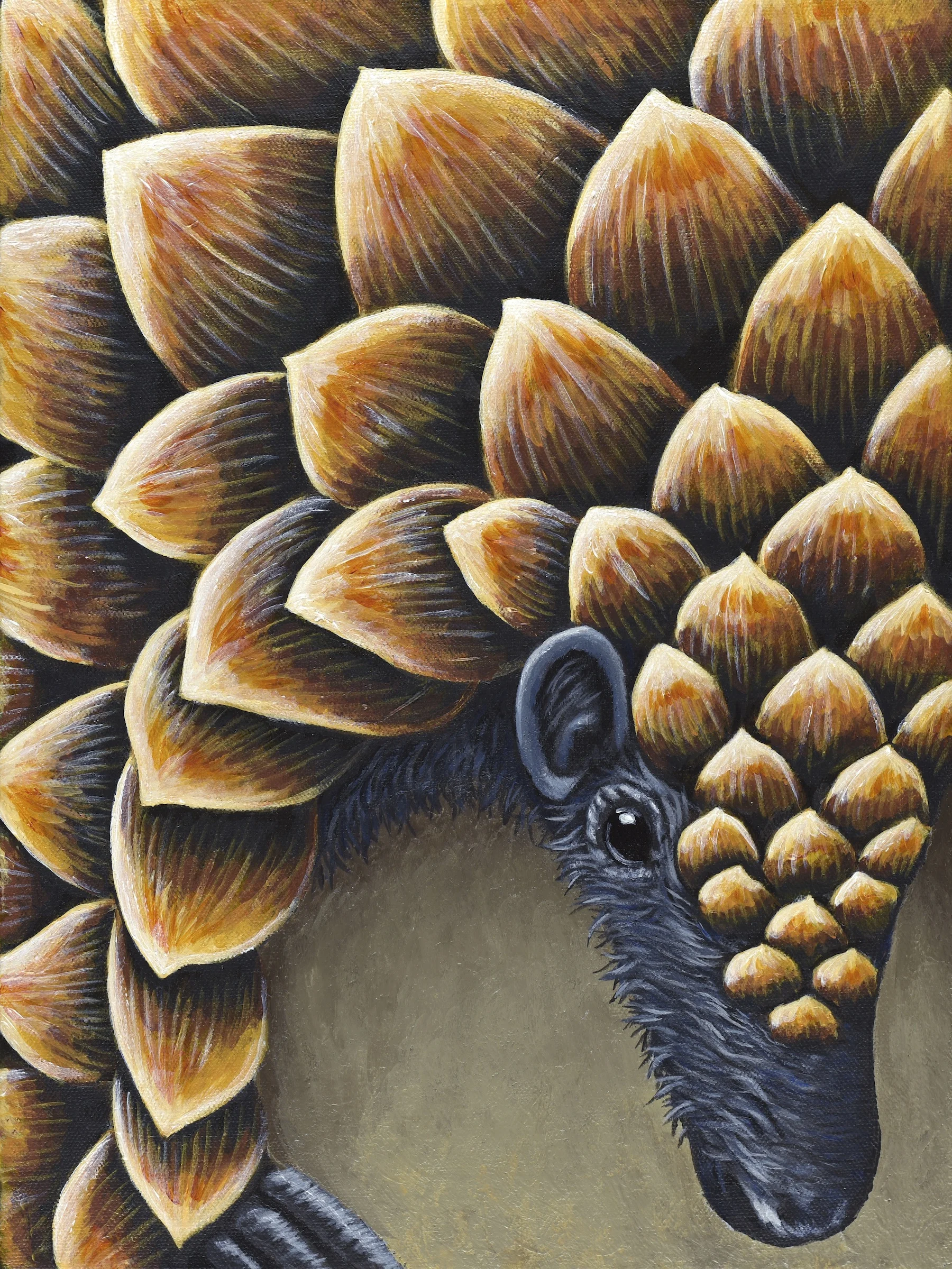 Phataginus tetradactyla Black-bellied Pangolin Acrylic paint on 12”x16” canvas Prints available