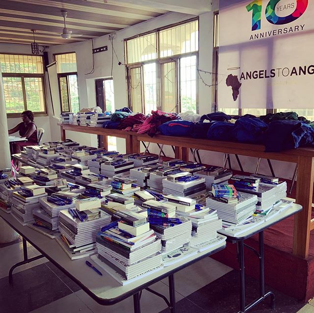 Behind the scenes at our annual Angels to Angels Back to School gathering. After meeting with our leader, Fatu, girls will receive books 📚✔️uniforms 👕✔️and school supplies📓✂️🖍✔️ to kick off the start of the school year 🍎📖 🍏 . Stay tuned for up