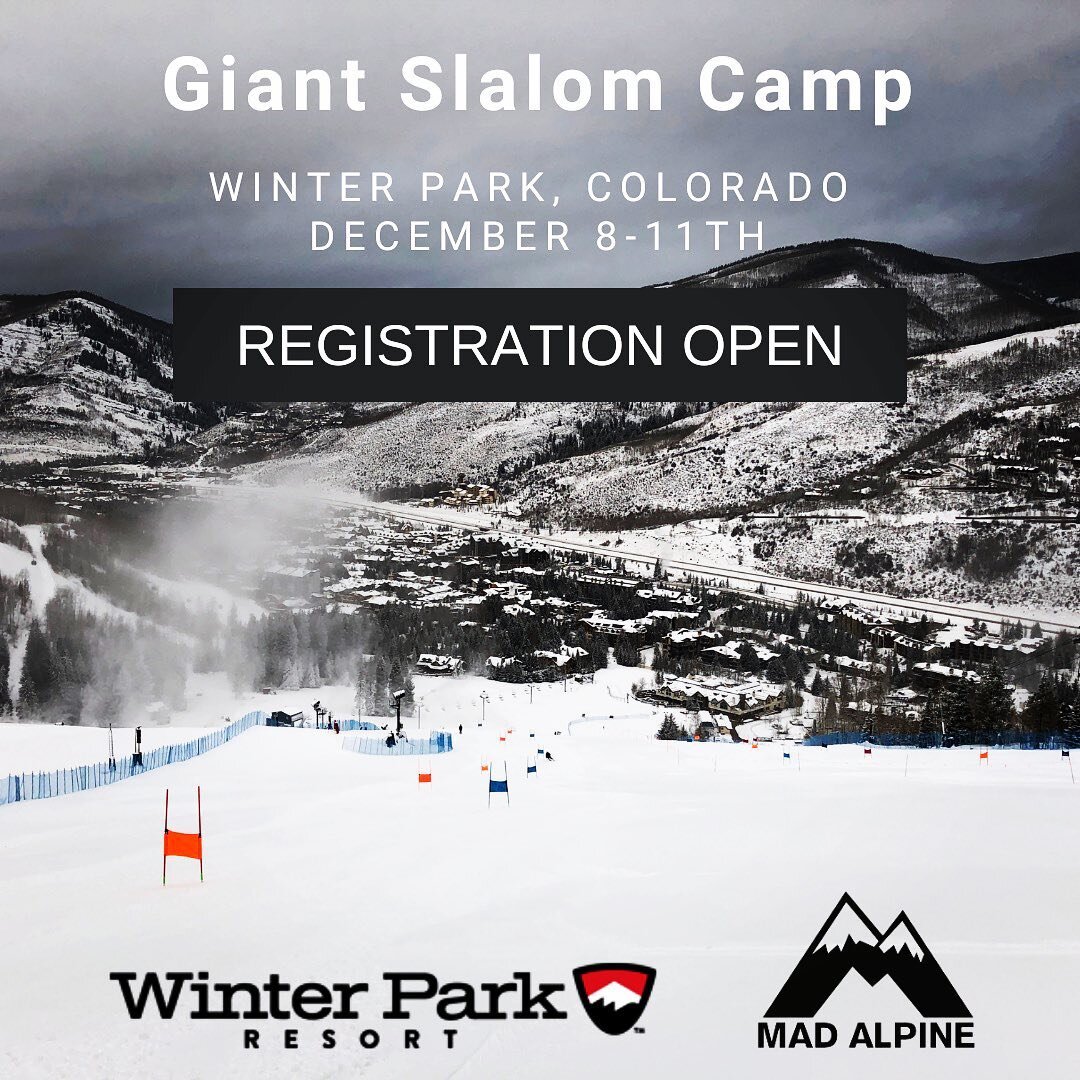 Registration is open for our December Giant Slalom camp in Winter Park, Colorado! Join us for 4 days of focused GS training to kick off the season. Registration is open on our website.