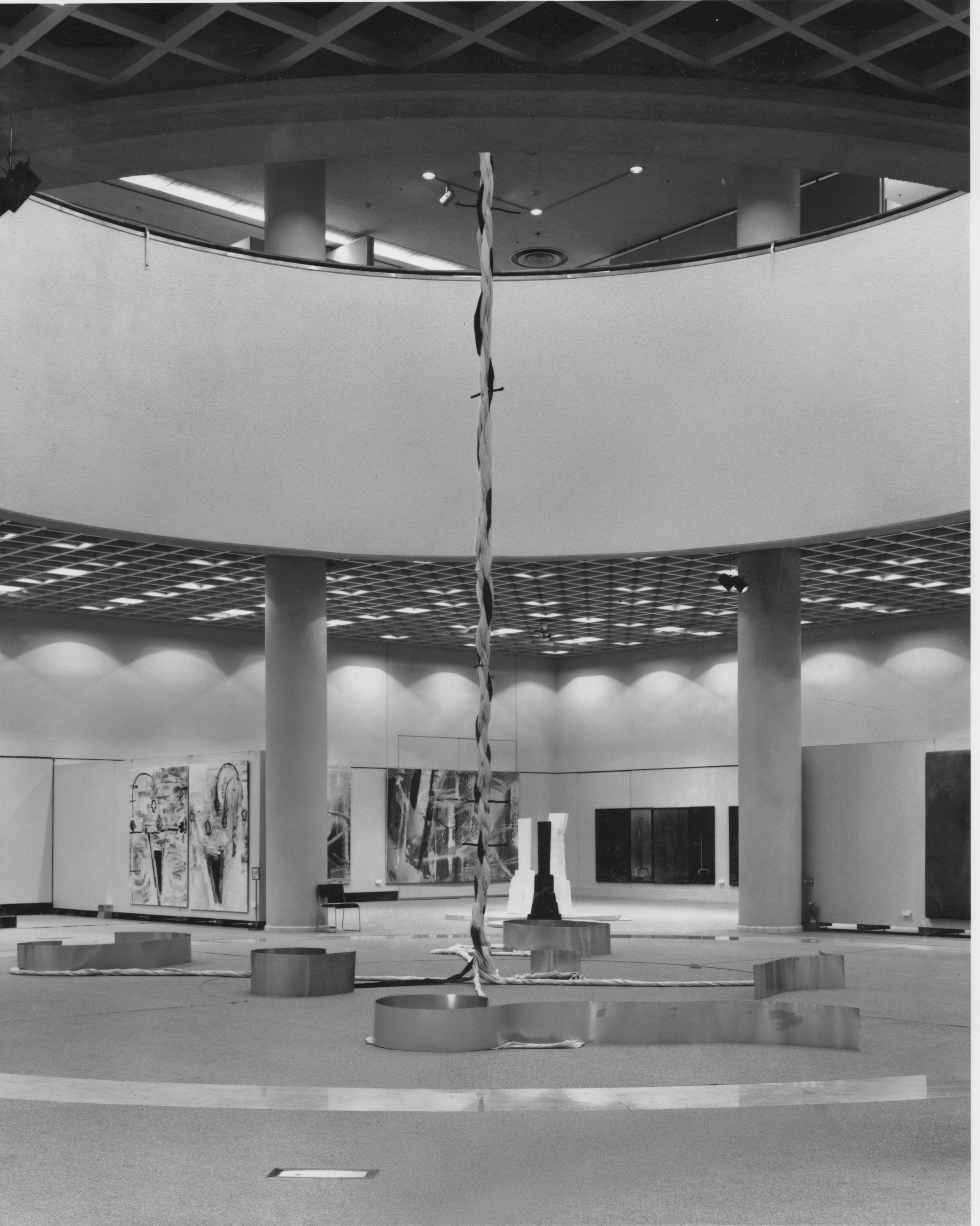 Critical Sections , 1984 節の臨界 ( setsu no rinkai ) Cloth, twigs, zinc plates 8 x 7 x 20 meters Installation view, The 2nd Toyama Now ’84 , Museum of Modern Art, Toyama, 1984. Courtesy of Tokyo Gallery + BTAP