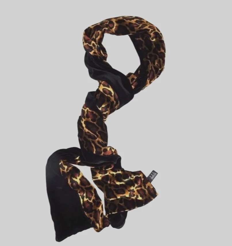 Hudson Unisex Black and Jaguar Animal Print Velvet Muffler Scarf