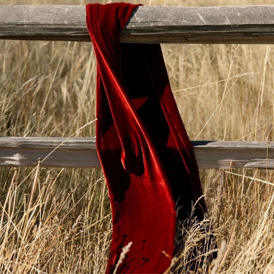 Red Velvet Scarf I Iridescent Deep Red Gender Fluid Oblong