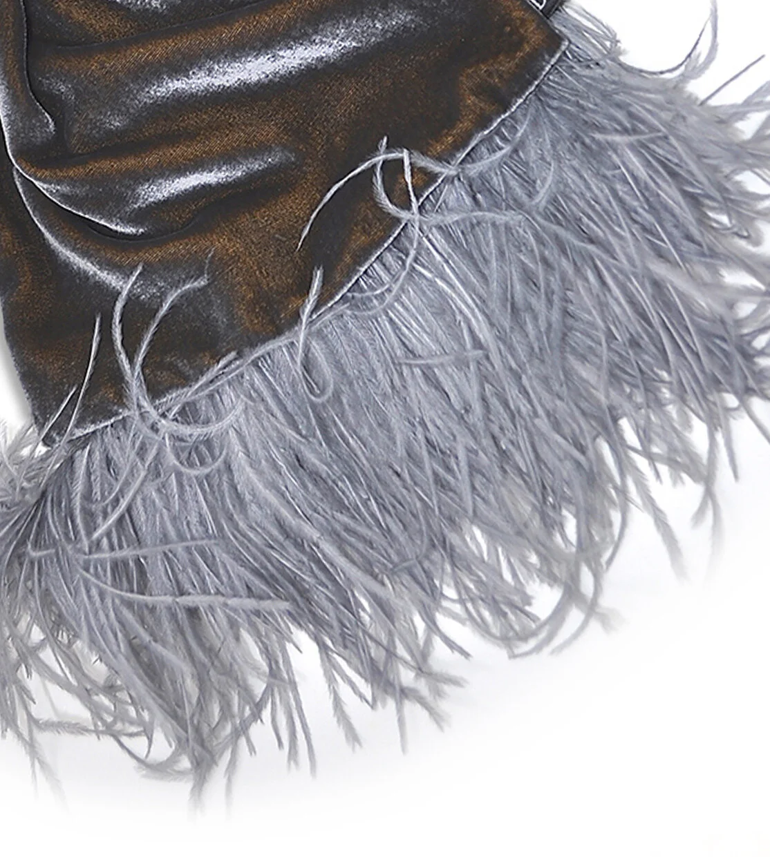 Pine Muffler Gray Velvet with Gray Ostrich