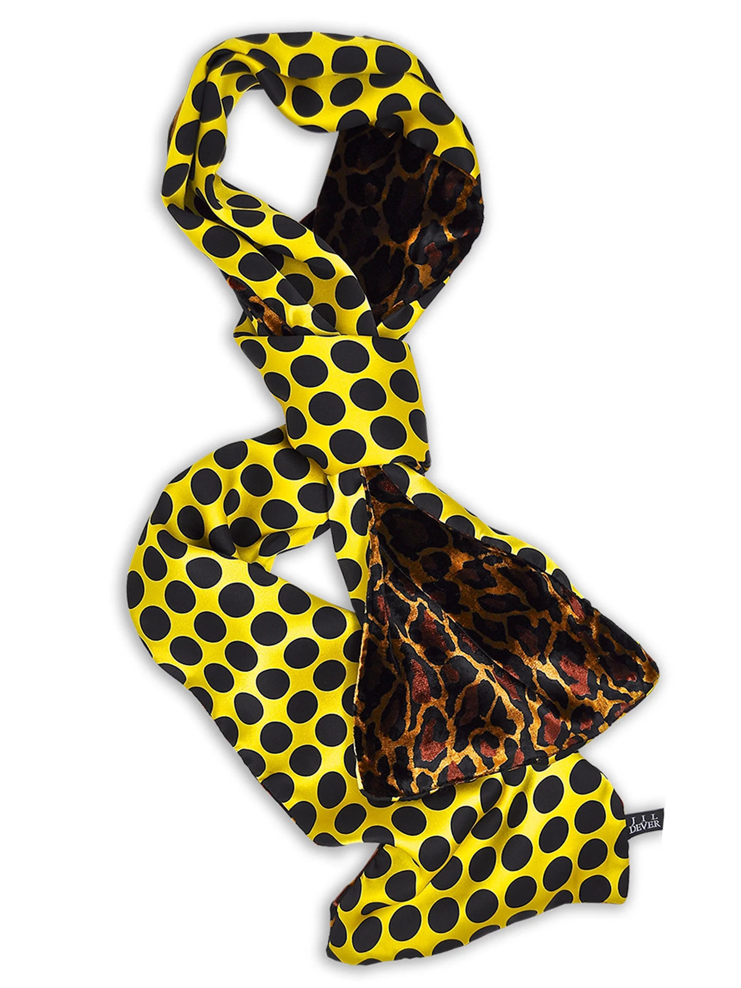 Park Muffler in Jaguar Print Velvet with Yellow Spot Print Silk