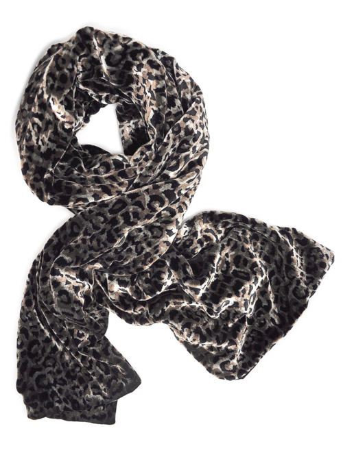 Black Gray Brushed Leopard Print Scarf Shawl – Just Style LA