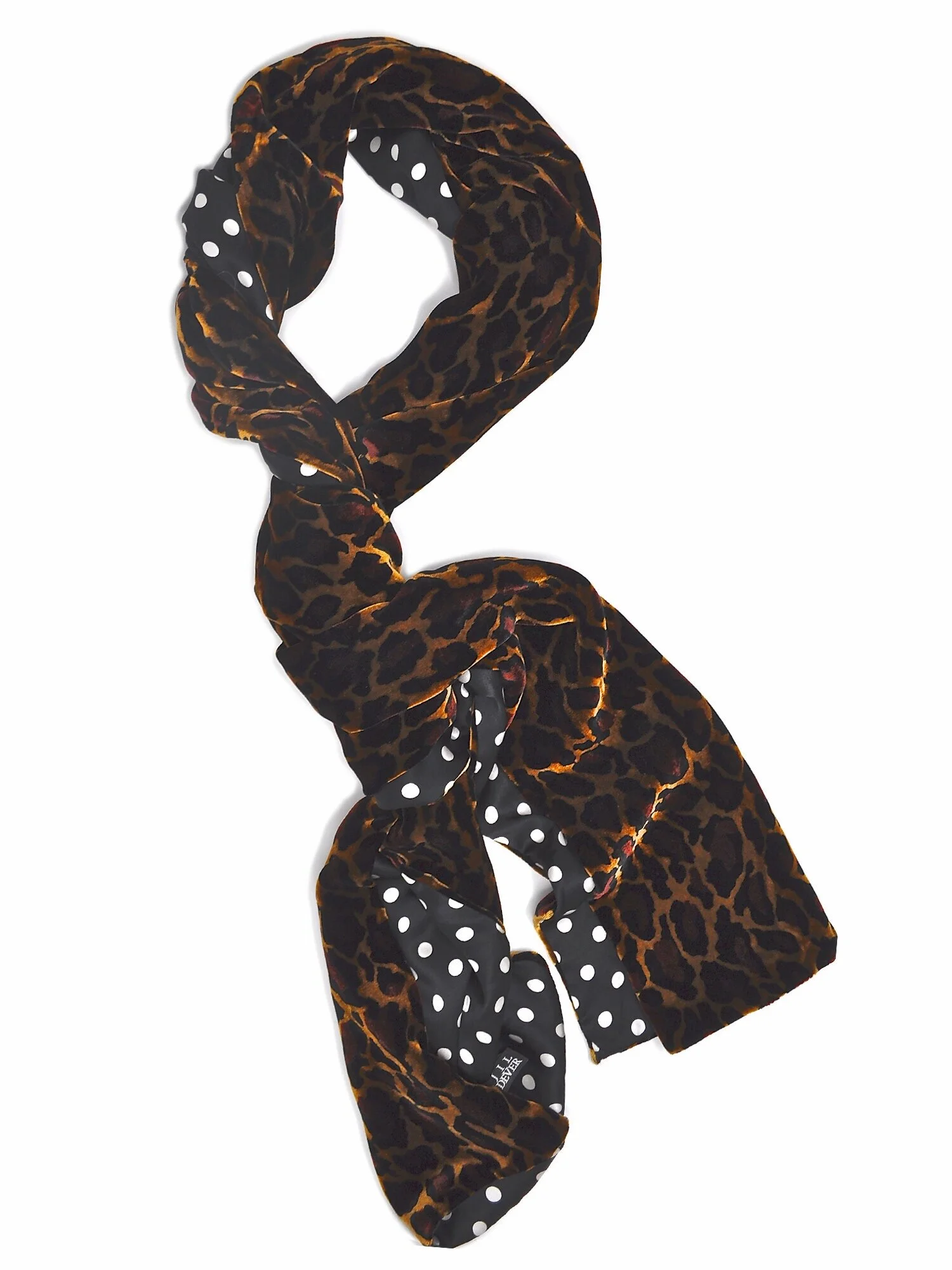 Lovejoy Jaguar Print Velvet and Black White Spot Silk Oblong