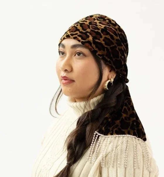 Sellwood Animal Print Velvet Trimmed in Crystal Shimmering Fringe