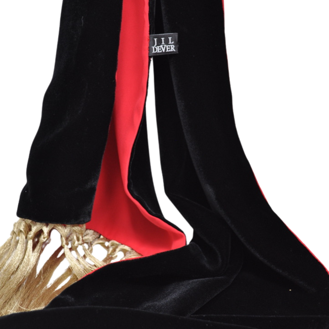 Opera Scarf in Black Velvet Reversing to Red Silk Charmeuse with custom Lamé