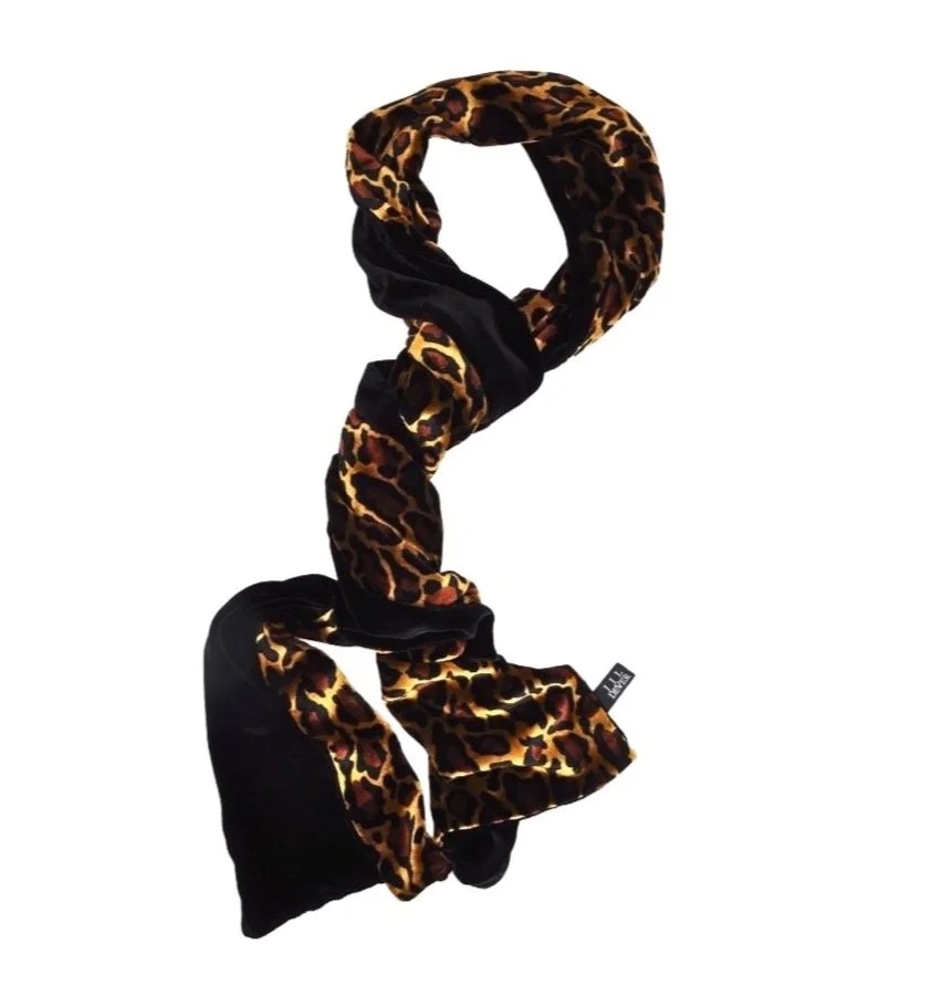 Hudson Muffler in Black and Jaguar Print Velvet