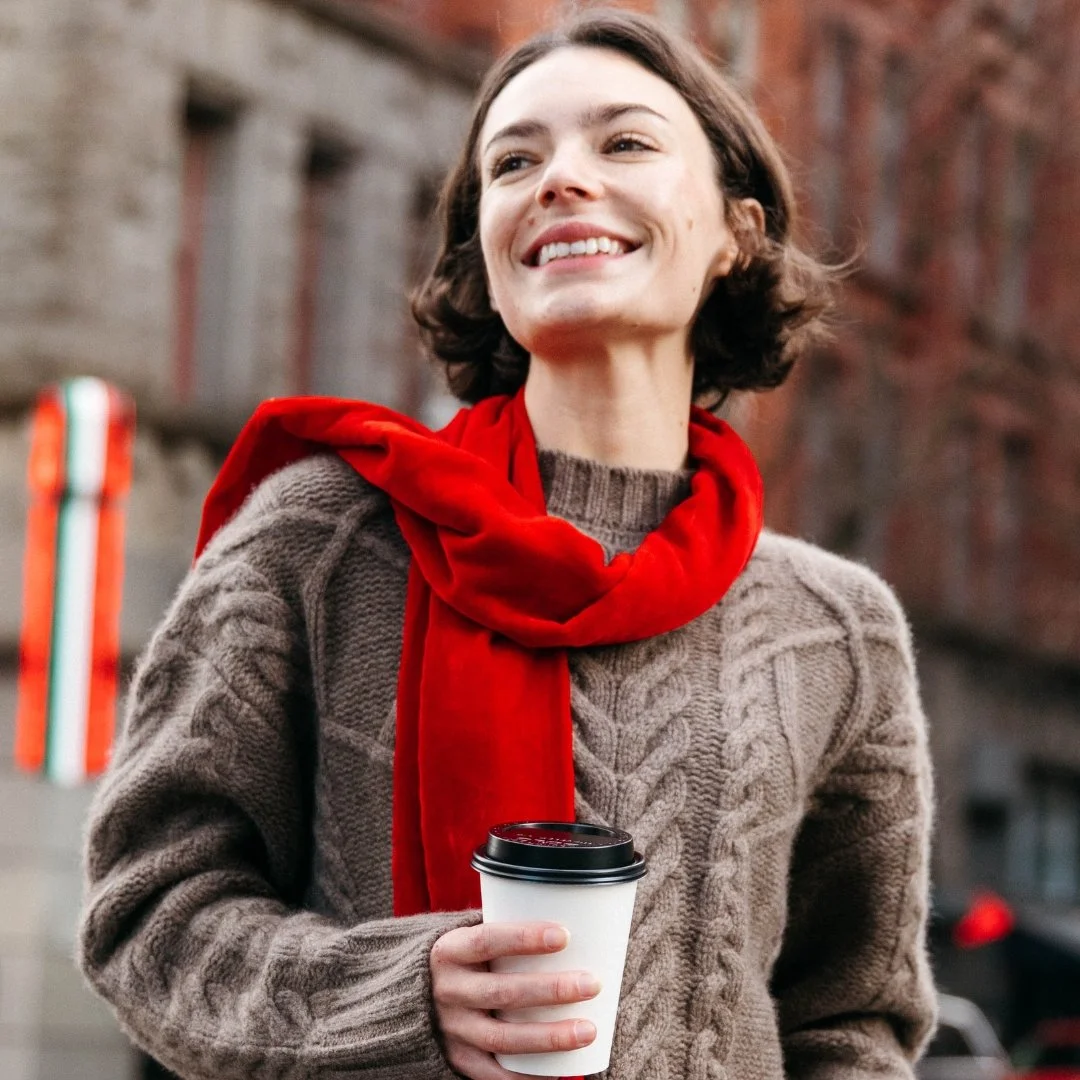 Pine Oblong | Lipstick Red Velvet Muffler, Hair Wrap and Scarf  | Jil Dever Designer Luxury Accessories