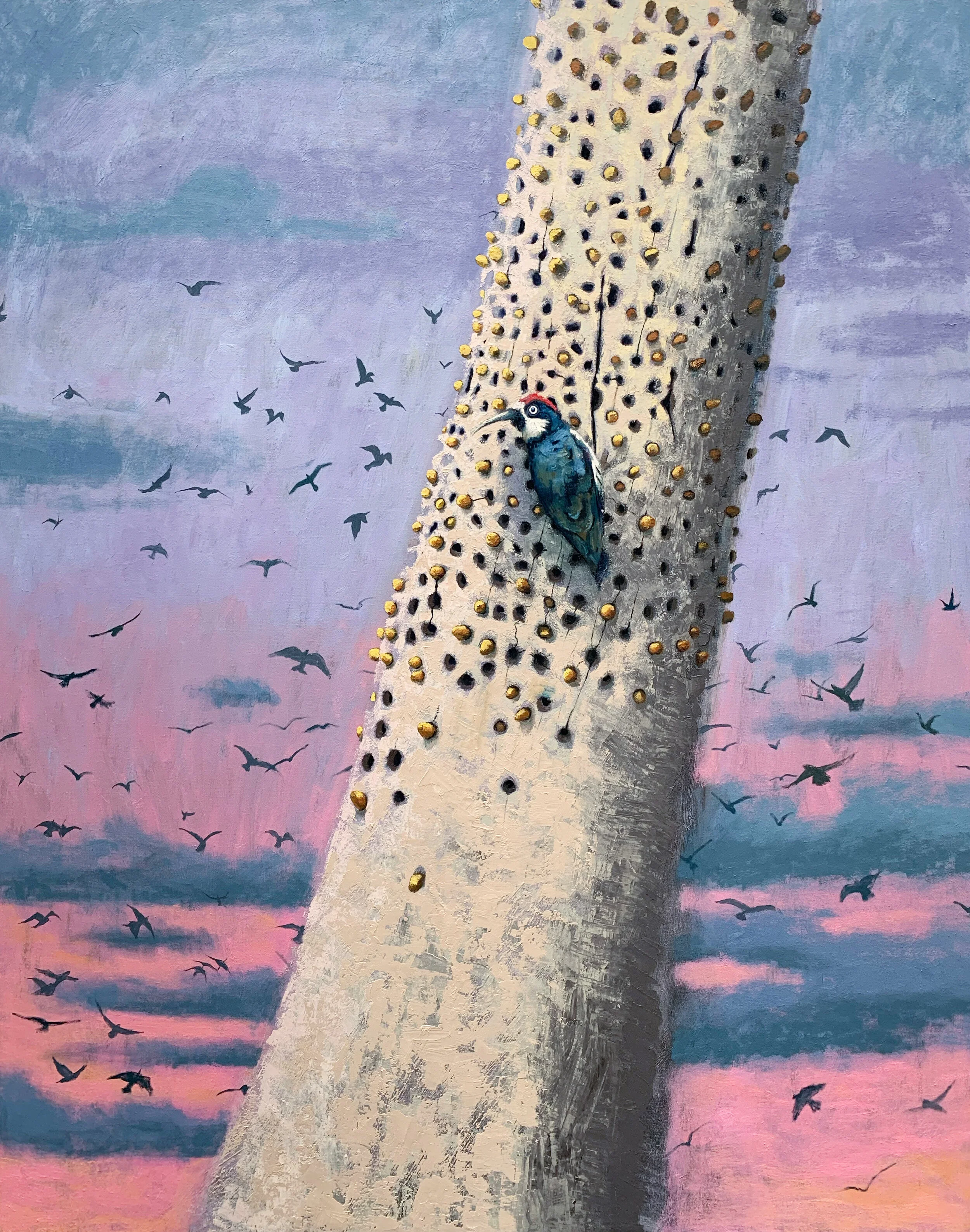 "Acorn Woodpecker"  60 x 48, Oil On Canvas, 2021